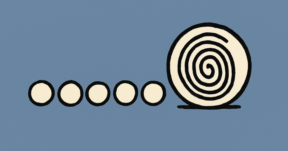 Hand-drawn illustration of a fingerprint circle standing apart from a row of plain circles on a slate blue background