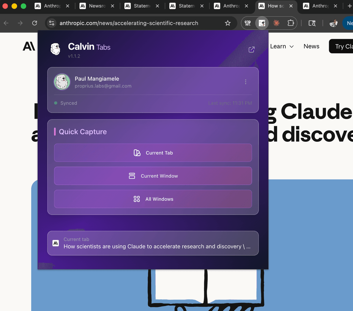 Chrome Extension — One-click capture popup